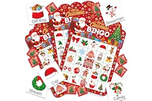 FAIROOTH 32 Players Christmas Bingo Cards Christmas Party Game for Kids Xmas Holiday Bingo Games Crafts for Family Large Group Classroom Activities Xmas Winter Holiday Party Gifts Supplies