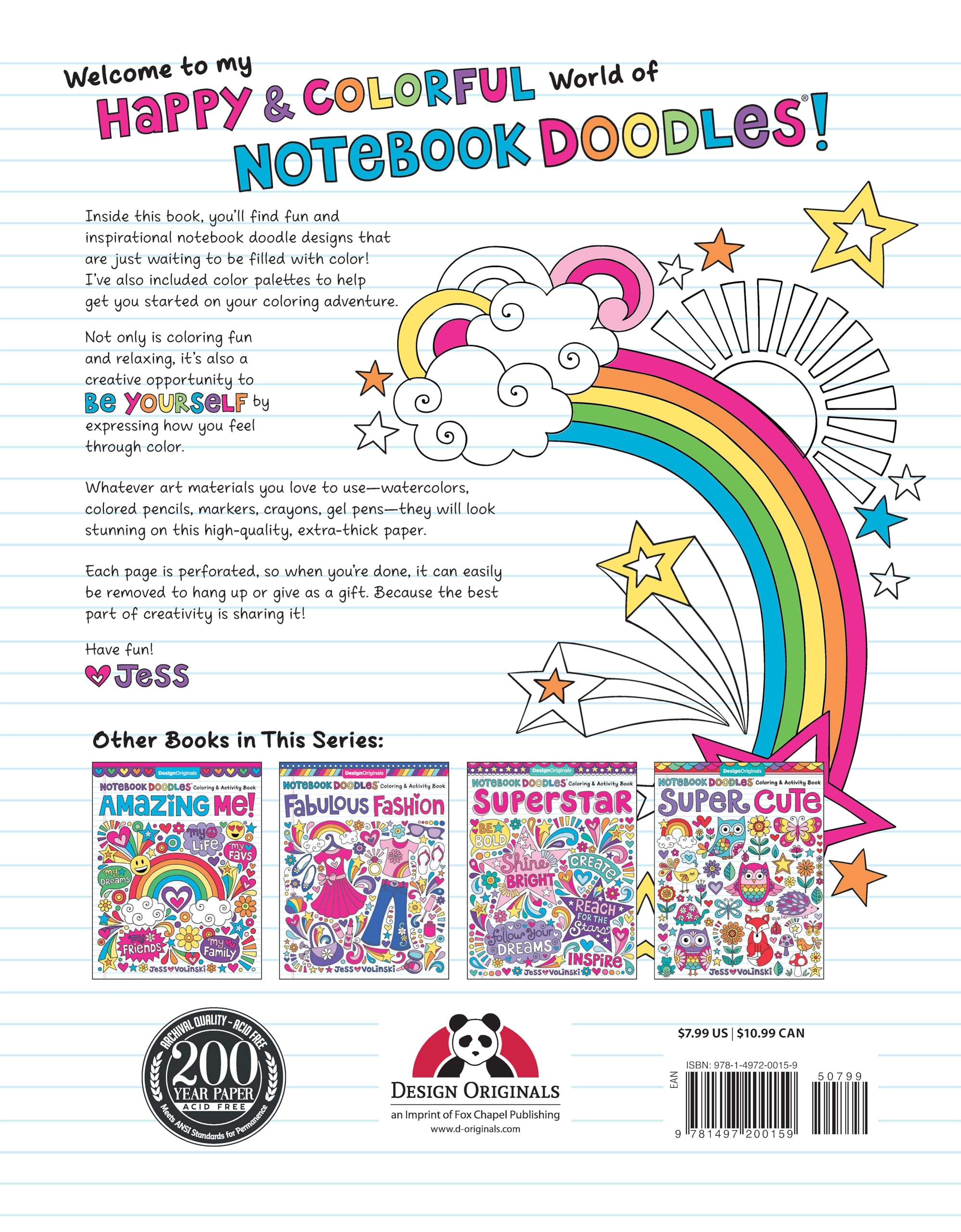 Notebook Doodles Go Girl!: Coloring & Activity Book (Design Originals) 30 Inspiring Designs; Beginner-Friendly Empowering Art Activities for Tweens, on High-Quality Extra-Thick Perforated Paper