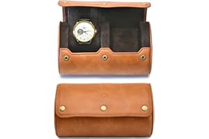 M MIRAGE LUXURY TRAVEL Watch Travel Case for Men 2 slot – Watch Roll – Brown Full Grain Cow Leather