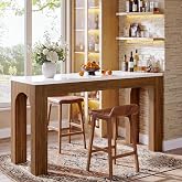 Tribesigns 63-Inch Bar Table, Long Counter Height Pub Table with Arched Leg, Farmhouse Rectangular Home Bar Coffee Unit for Dining Room, Bistro, Restaurant, White &amp; Brown