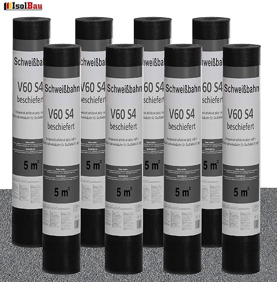 Schweißbahn V60 S4 beschiefert 8 x 5 m² GRAU Bitumenbahn Dachbahn Dachpappe
