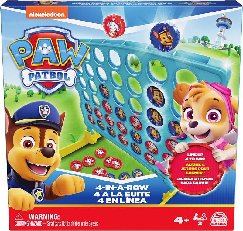 Patrulha Canina - Jogo de Tabuleiro Patrulha Canina 4 em Fila para 2 Jogadores com Chase e Marshall - Brinquedos Patrulha Canina - Brinquedos para Crianças de 4 Anos + - Presente para Rapazes de 4 Anos +