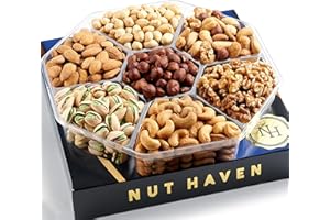 NUT HAVEN Thanksgiving Nuts Gift Basket - Assortment of Sweet & Roasted Salted Gourmet Nuts - Assorted Food Gift Box for Christmas, Holiday, Family, Sympathy, Men & Women.