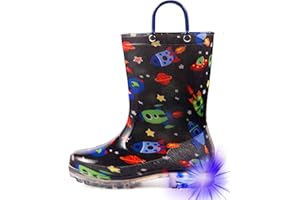 HugRain Light Up Rain Boots for Little Kids