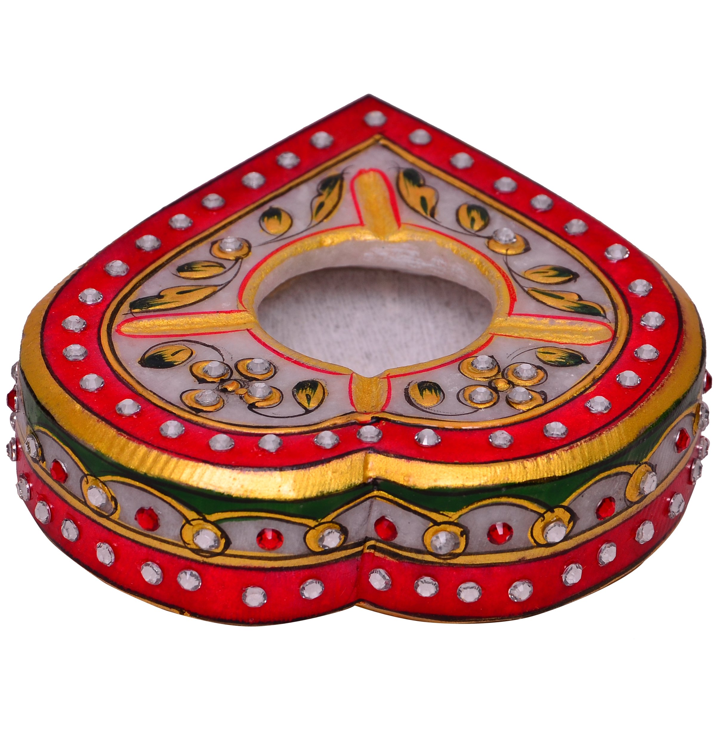 Purpledip Indian gift item: Handpainted Marble Ashtray (10572)