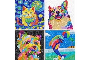 Sloikey Diamond Art Kits for Kids Suit for Kids Ages 6-8-9-12 and Beginners,Diamond Art Gem by Number Kits Arts and Crafts Kits (4PCS) (S-starrycat dolphin 09)
