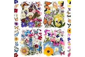 LUCISKY 99Pcs Pressed Dried Flowers and Butterfly for Resin Molds, Assorted Real Natural Flowers Leaves Stickers for DIY Art Nail Crafts, Jewelry, Candle, Soap Crafts Making