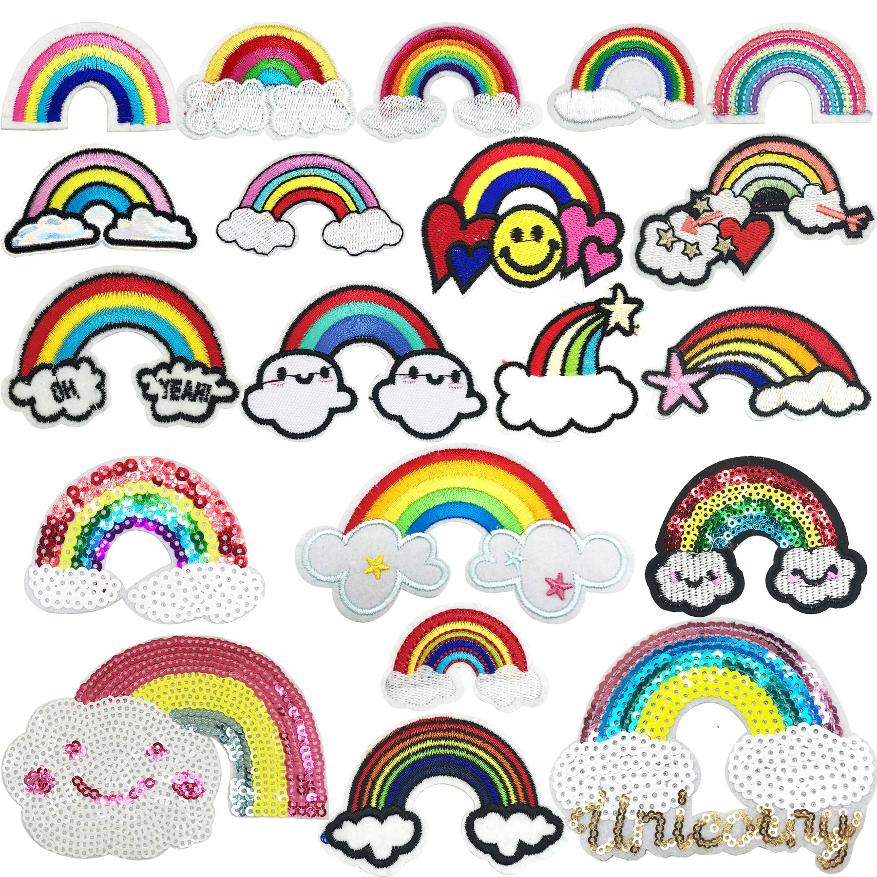 Iron on Patches 20 PCS Rainbow Patch Iron on Patches Woohome Appliques Stickers for Clothing, Backpack, Caps, Repair The Hole Stick