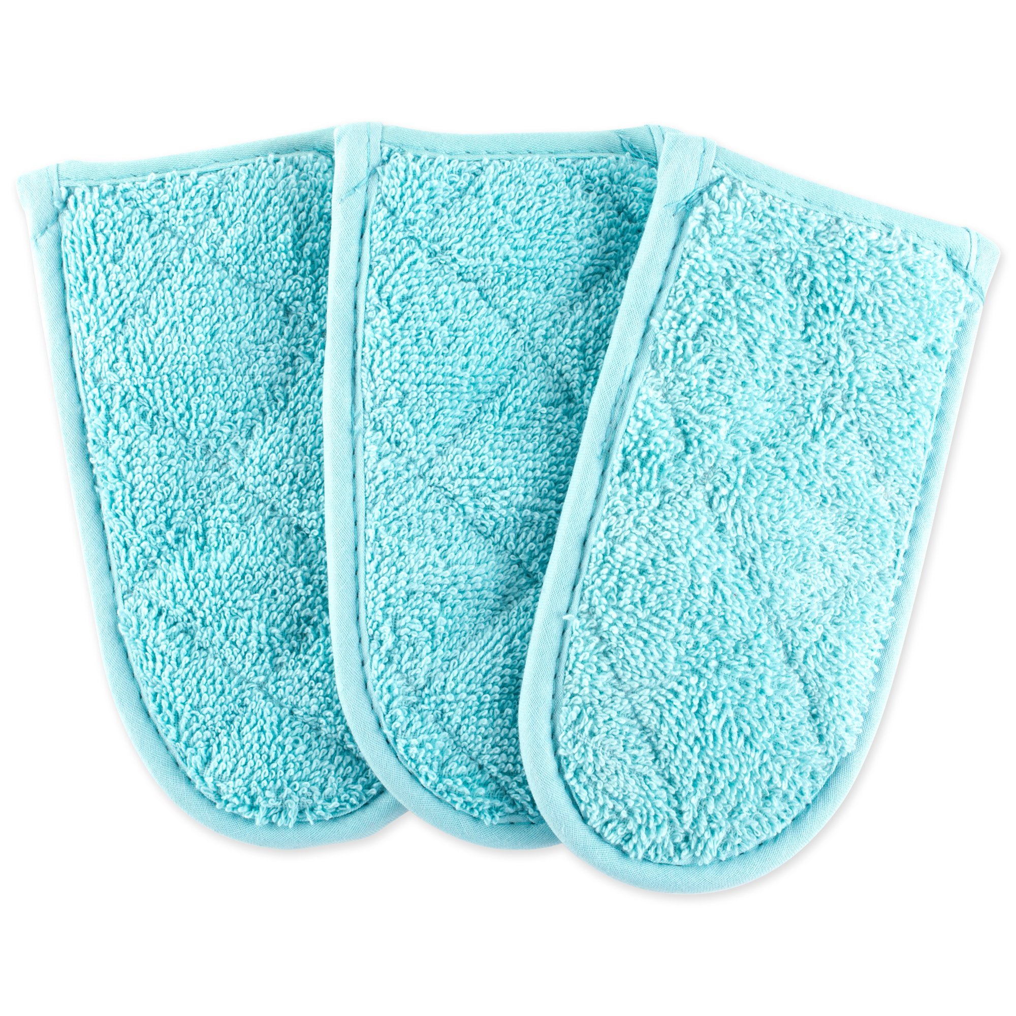 DII 100% Cotton Terry Pan Handle Set Machine Washable, Heat Resistant with Hanging Loop, Aqua, 3 Piece