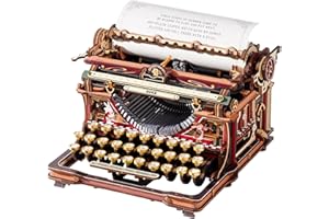 ROKR Mechanical Typewriter 3D Wooden Puzzle for Adults- Vintage Model Kit, No Glue, 324 PCS, 12H Assembly, Building Project, 