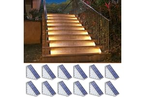 NIORSUN Solar Stair Lights Outdoor Waterproof IP67,12 Pack Warm White Step Lights Outdoor Auto On Off,Solar Lights for Steps,Stair,Patio,Yard,Porch,Front Door,Sidewalk,Deck Decor