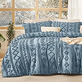 Bedsure Tufted Boho Comforter Set Queen Size - Dusty Blue Boho Bed Set, GentleSoft™ 3 Pieces Farmhouse Shabby Chic Embroidery Bedding, Gifts for Woman, Soft Jacquard Queen Comforter for All Seasons