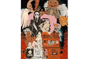 AJEPON Halloween Paint by Numbers Kit,Halloween Paint by Number Kits for Adults,Halloween Adults Paint by Numbers Kits on Canvas Without Frame Oil Painting Acrylic Paints for Home Wall Decor 16X20inch