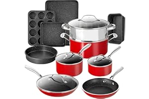 Granitestone 15 Pc Pots and Pans Set Non Stick, Kitchen Cookware Sets, Ultra Durable Pots and Pans for Cooking with Nonstick Coating, Dishwasher Stovetop & Oven Safe, Healthy & Toxin Free