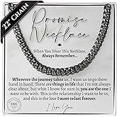 Love You This Much Promise Cuban Chain Necklace for Him, 7mm Thick, Sentimental Gift for Him, BF Gift for Birthday, Gift Ideas for Boyfriend