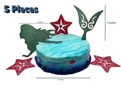 Amazon Com Mermaid Cake Topper Sparkling Glitter Diy Mermaid Tail