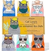 Thoughtfully Gourmet, Cat Lover’s Tea Gift Set, Includes 24 Teas in 6 Flavours with Stylish Cat Art and Fun Quotes for Cat Mo
