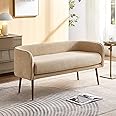 Forshare Bedroom Bench with Low Back,Inside Metal Frame (Beige)
