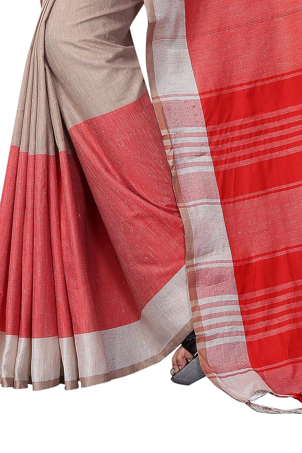 perfectblue women's linen saree with blouse piece (bhavik9alinenvariation)