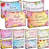 Kacctyen Spanish Christian Cosmetic Bags Bulk Mother's Day Church Gifts Spanish Christian Gifts for Women Bible Verse Pencil Pouch Makeup Bag Regalos Religiosos Para Mujer(12 Pcs,Classic Style)