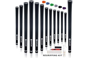 SAPLIZE Pure Color Golf Grips Set of 13 Grips with Tape or Full Regripping Kit, Standard / Midsize, Six Colors Available, Women / Men Anti-slip Rubber Golf Club Grips, CC02 Series