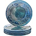 Certified International Radiance Teal Melamine 11" Dinner Plate, Large, Multicolor, Set of 6
