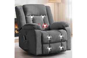 Korser Rocker Recliner, Glider Recliner Chairs for Adults, 360° Swivel Rocking Chair with Massage and Heating, Nursery Reclin