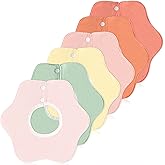 Zainpe 6Pcs 360° Rotate Baby Bibs Waterproof Snap Cotton Baby Bib Absorbent Feeding Burp Cloth for Infant 0 to 12 Months