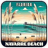 Navarre Beach Florida Sticker 4 Inch Ocean Coastal Travel Souvenir - Waterproof Vinyl Decal for Laptop Water Bottle Car Tumbler - Durable Aesthetic Long-Lasting Stickers for Adults ID44990