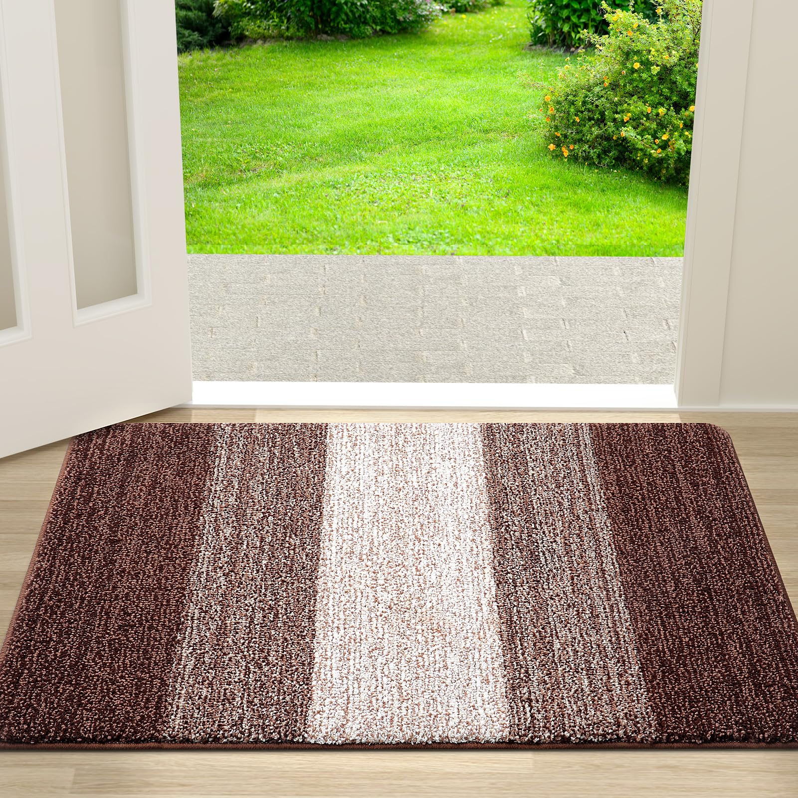 Kitinjoy Indoor Outdoor Door Mat, 30x17 Non-Slip Absorbent Dirt Trapper ...