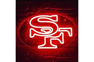 Brineon Neon Sign for Wall Decor,Neon Sign for Man Cave or Garage Decor,Birthday Gifts for Men with Footaball or Rugby Team Logo Sign,Red Neon Sign for Bar,Dorm,Party Decorations,Game Room Decor Size