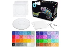 shinshin creation 24,000 Mini 2.6mm Fuse Beads Kit for Adults - 48 Vivid Pastel Colors, 5 Pegboards, 2 Tweezers - Compatible with Hama, Melty, Iron Craft Beads - Bulk Storage