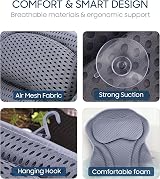 ADOV Luxury Bath Pillow with 6 Suction Cups Non-Slip 4D Air Mesh Headrest view 3