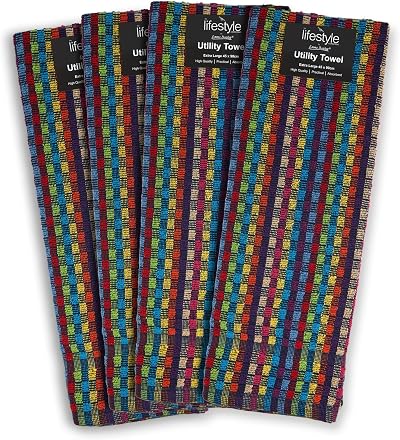 Emma Barclay 4 Pack 100% Cotton Tea Towels Multicolour Check