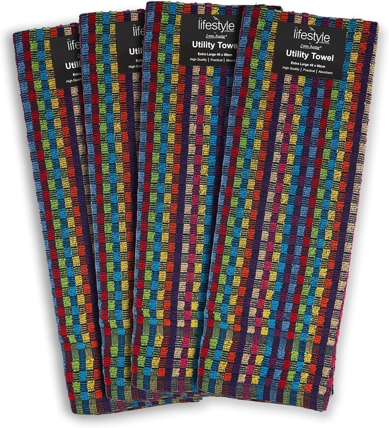 Emma Barclay 4 Pack 100% Cotton Tea Towels Multicolour Check
