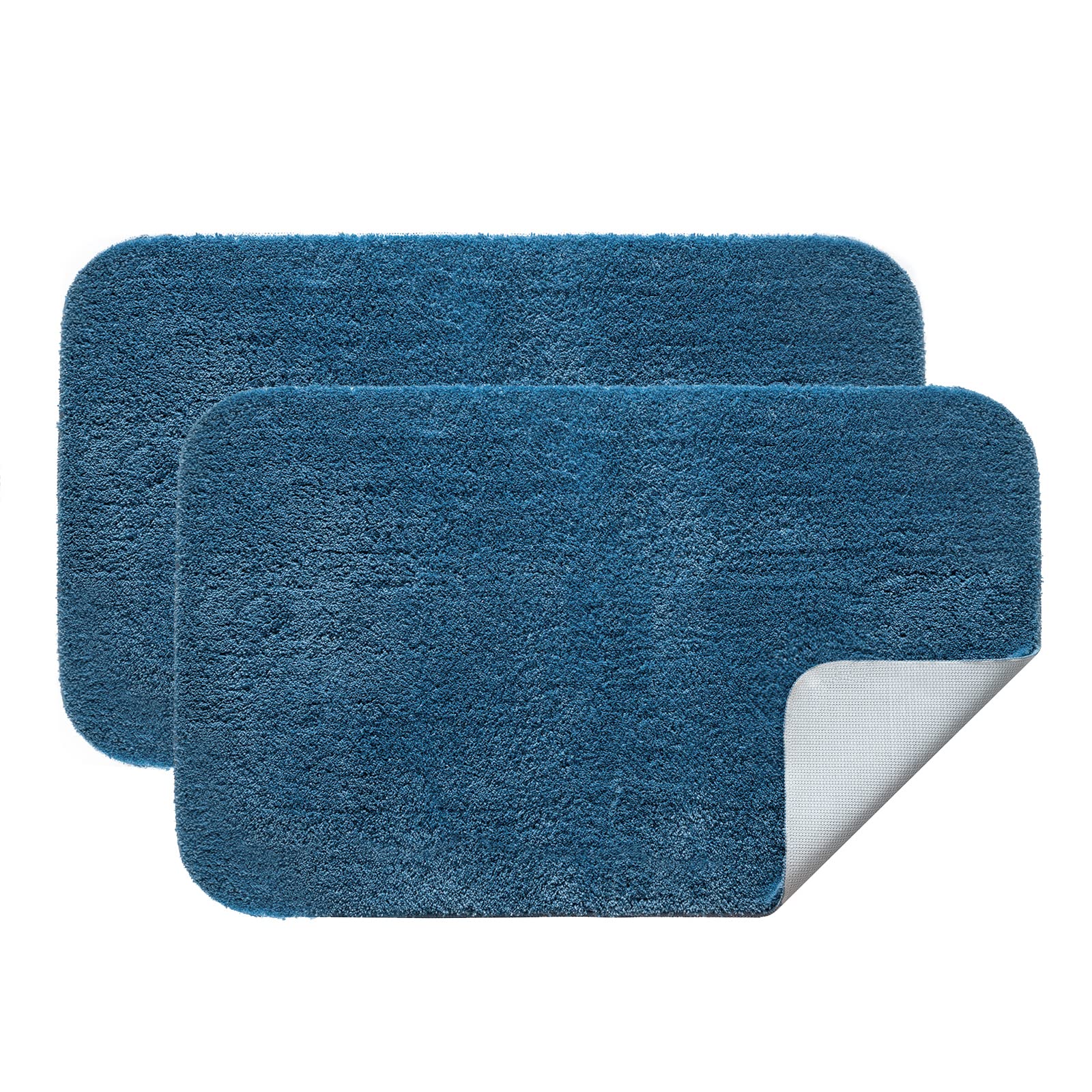 MIULEE 2 Piece Rectangular Bathroom Mat for Shower Non-Slip Soft Comfortable Tabis Absorbent Soft Microfibre Toilet Bath Mat 40 x 60 cm Blue