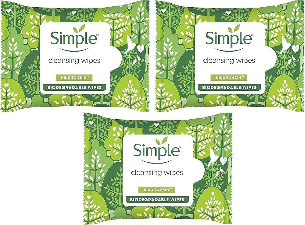 Simple Kind To Skin Cleansing Wipes Biodegradable 20 Pack 3 Bags