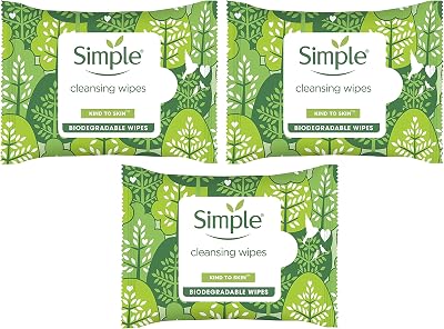 Simple Kind To Skin Cleansing Wipes Biodegradable 20 Pack 3 Bags