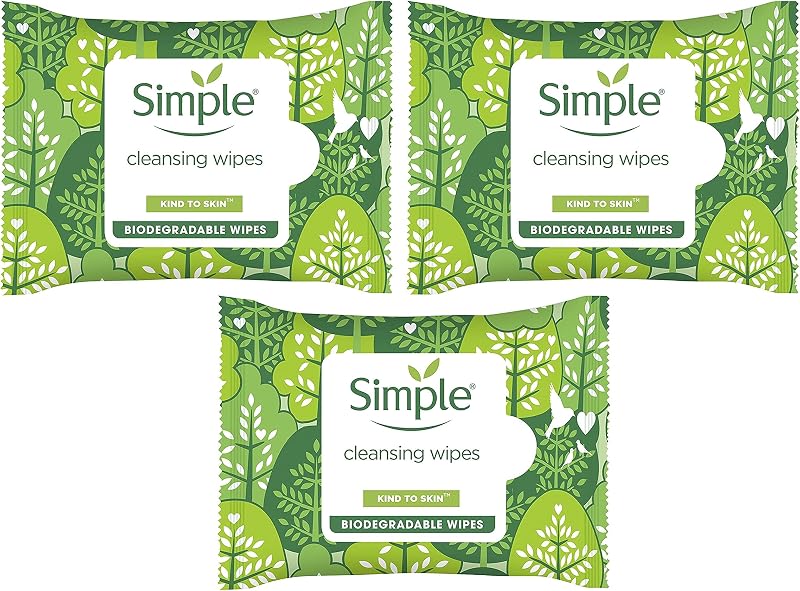 Simple Kind To Skin Cleansing Wipes Biodegradable 20 Pack 3 Bags