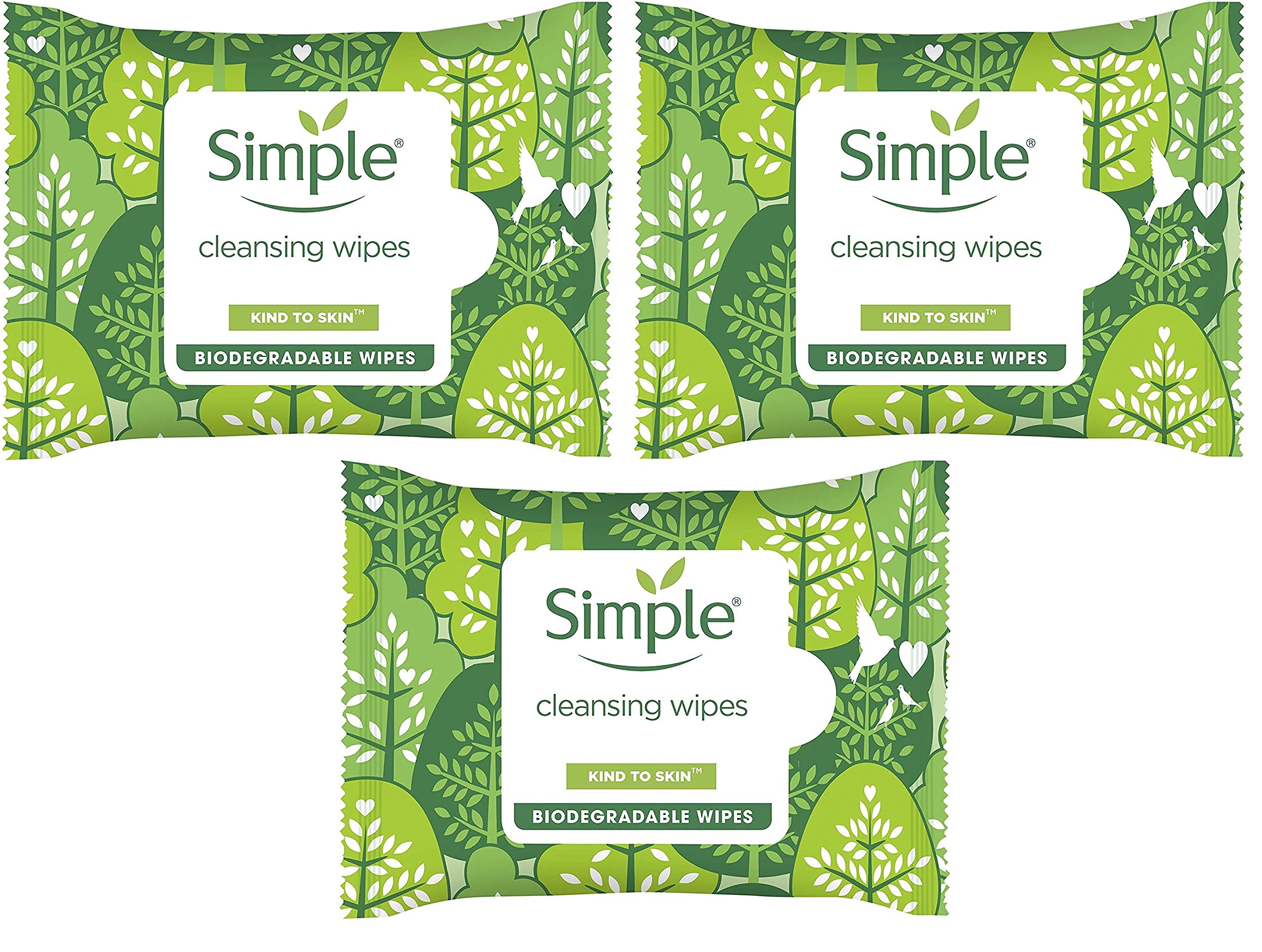 Simple Kind to Skin Cleansing Wipes Biodegradable 20 Piece 3 Packs