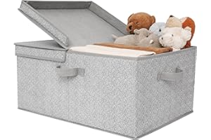 GRANNY SAYS Fabric Storage Bin with Lid, Decorative Storage Box for Shelves, Container Storage Basket Organizer, Cloth Storage Bins with Lids for Organizing, Jumbo, Gray, 1-Pack