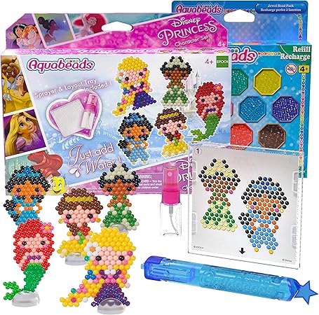 Amazon Aquabeads ディズニープリンセス キャラクター ギフトセット ペン付き アクアビーズ 予備の詰め替え 5つのスタンド マジカルで楽しい時間を過ごす お絵かき ねんど シール おもちゃ