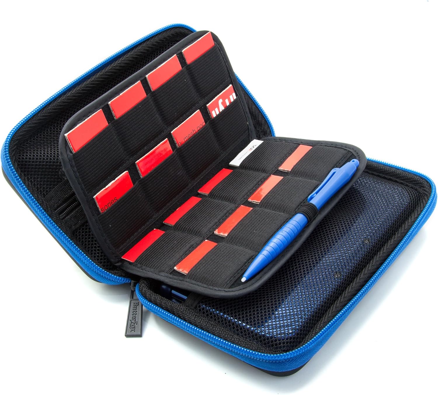 Brendo Carrying Case for New Nintendo 2DS XL, 3DS XL, 3DS Case, Fits Wall Charger, 24 Game Cartridge Holders and Large Stylus - BLACK/BLUE: Electronics