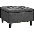 Yaheetech 30-inch Entryway Ottoman Bench with Storage - Multipurpose Foot Rest Sofa Stool in Dark Grey