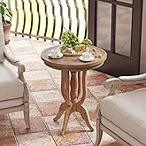 LONYKE Farmhouse Accent End Table, Rustic Side Table with Natural Top for Family, Dining or Living Room, Handcrafted Finish, 
