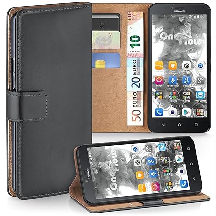 moex Huawei Y625 | Hülle Dunkel-Grau mit Karten-Fach 360° Book Klapp-Hülle Handytasche Kunst-Leder Handyhülle für Huawei Y625