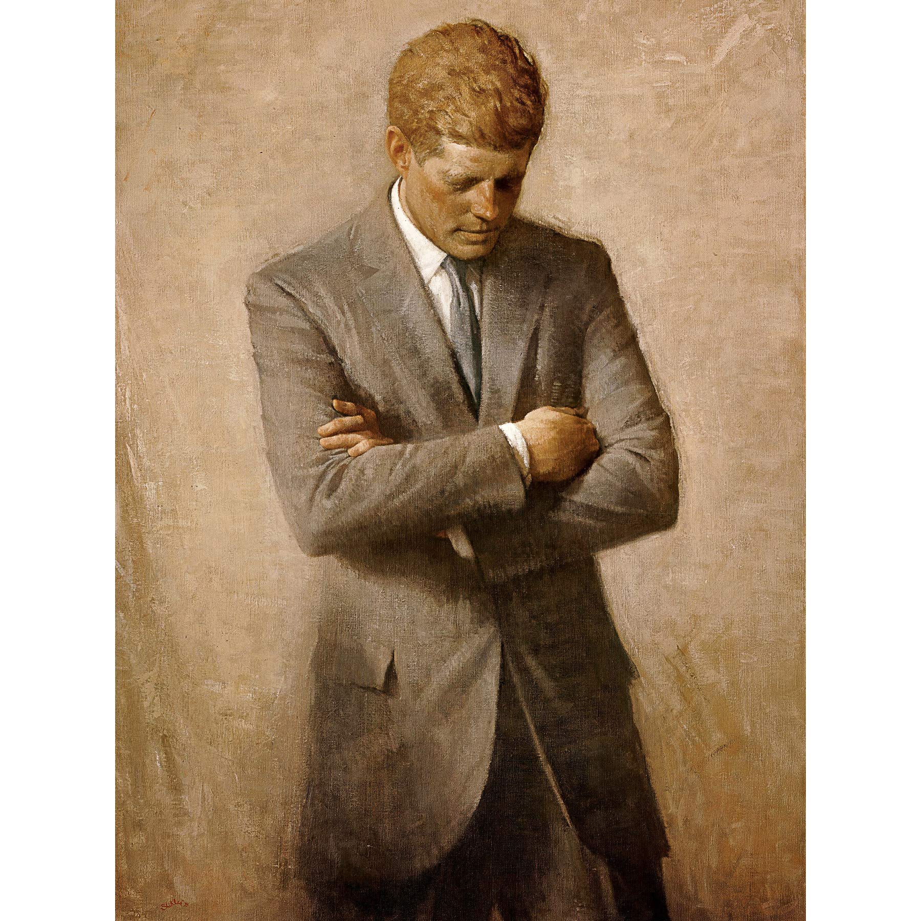 Shikler Official Portrait US President John Kennedy JFK Painting Large Wall Art Poster Print Thick Paper 18X24 Inch
