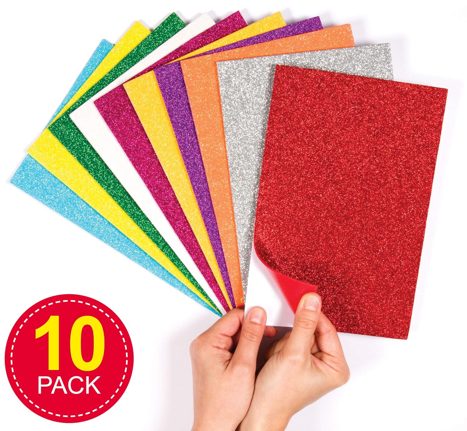 Baker Ross EF434 Self-Adhesive Glitter Foam Sheets - Creative Art Supplies for Kids Seasonal Crafts and Decorations (Pack of 10) - Image 3