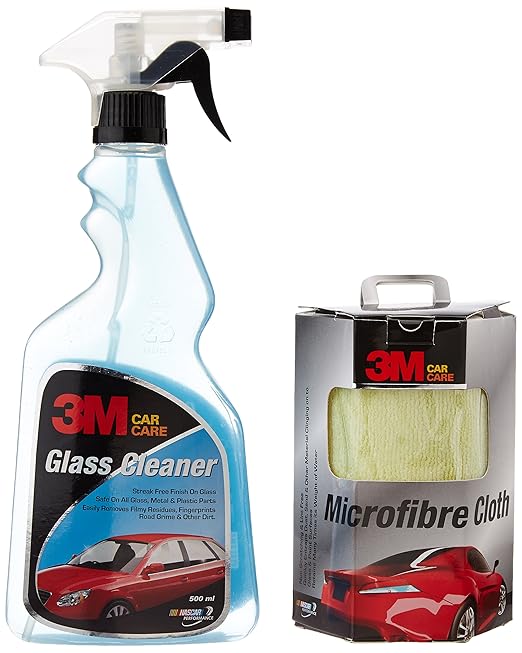 3M Combo of Glass Cleaner (500 ml) and Microfiber Cloth Amazon.in Car