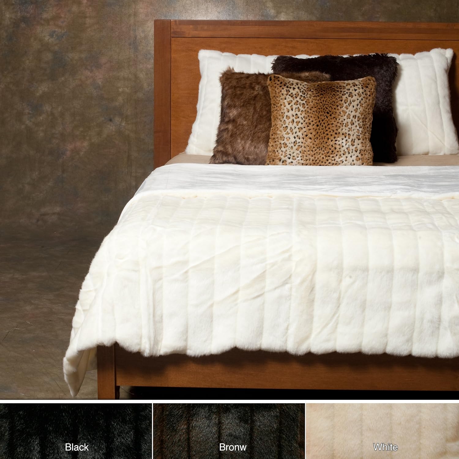 Best Home Fashion 3 Pcs Faux Fur Duvet Cover Set White Mink King